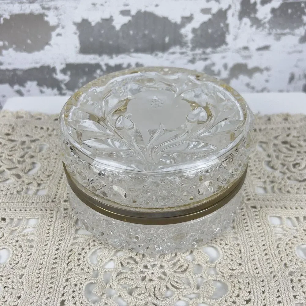 Vtg French Cut & Formed Glass‎ Baccarat Style Jewelry Casket Trinket Box 4.75” - Picture 2 of 14